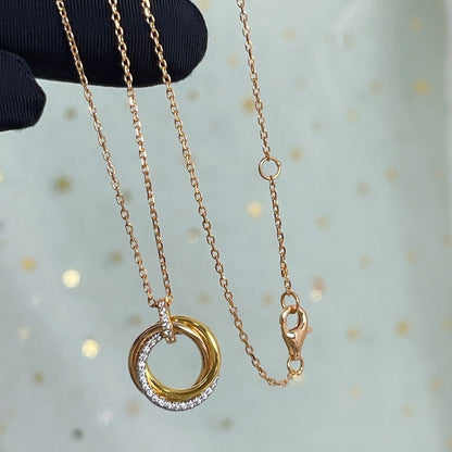 [Luna Brilliance]TRINITY NECKLACE SILVER GOLD PINK GOLD DIAMONDS