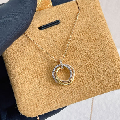 [Luna Brilliance]TRINITY NECKLACE SILVER GOLD PINK GOLD DIAMONDS