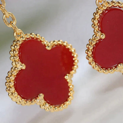 [Luna Brilliance]CLOVER  2 MOTIF  TIGER EYE CARNELIAN EARRINGS