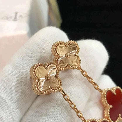 [Luna Brilliance]CLOVER 2 MOTIF  LASER CARNELIAN EARRINGS