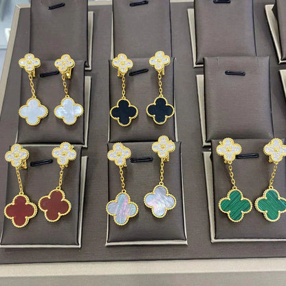 [Luna Brilliance]CLOVER  2 MOTIFS  DIAMOND  EARRINGS (MULTIPLE CHOICESç´