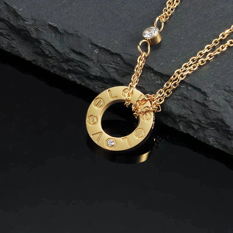 [Luna Brilliance]LOVE NECKLACE 16MM 2 DIAMONDS
