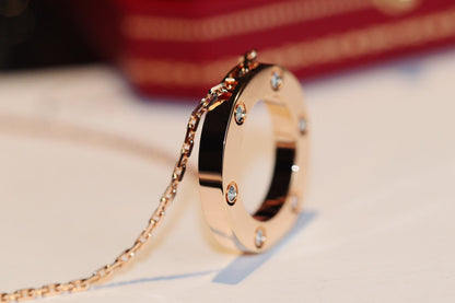 [Luna Brilliance]LOVE NECKLACE 16MM 6 DIAMONDS PINK GOLD