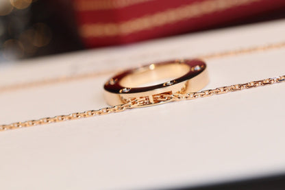 [Luna Brilliance]LOVE NECKLACE 16MM 6 DIAMONDS PINK GOLD