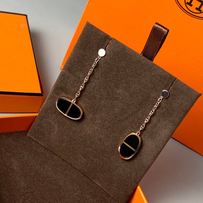 [Luna Brilliance]CHAINE VERSO BLACK CERAMIC EARRINGS