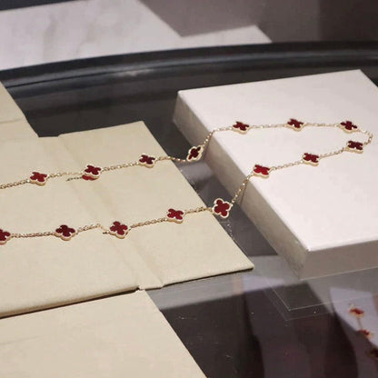 [Luna Brilliance]CLOVER 20 MOTIFS CARNELIAN NECKLACE