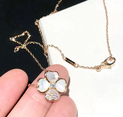 [Luna Brilliance]CLOVER MOP DIAMOND ROSE GOLD NECKLACE