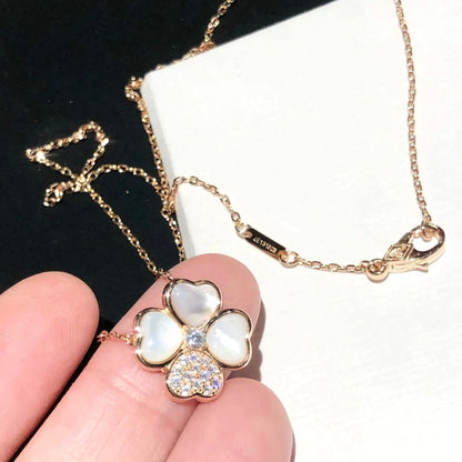 [Luna Brilliance]CLOVER MOP DIAMOND ROSE GOLD NECKLACE
