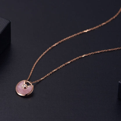 [Luna Brilliance]AMULETTE ROSE GOLD PINK MOP NECKLACE