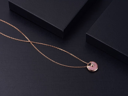 [Luna Brilliance]AMULETTE ROSE GOLD PINK MOP NECKLACE
