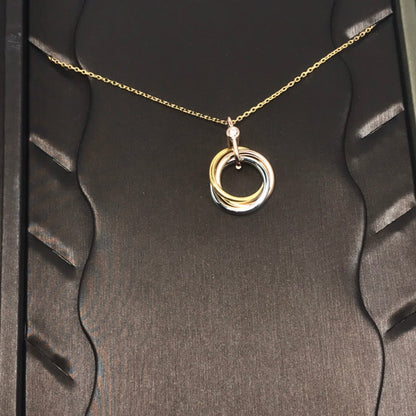 [Luna Brilliance]TRINITY SILVER GOLD PINK GOLD NECKLACE