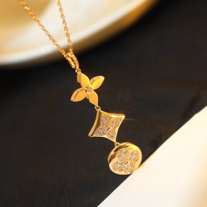 [Luna Brilliance]STAR AND SUN DIAMOND PINK GOLD NECKLACE
