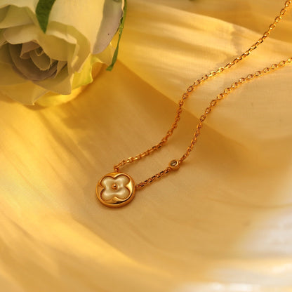 [Luna Brilliance]SUN PEDANT PINK GOLD 1 DIAMOND NECKLACE