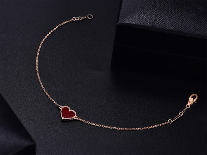 [Luna Brilliance]HEART CARNELIAN PINK GOLD BRACELET