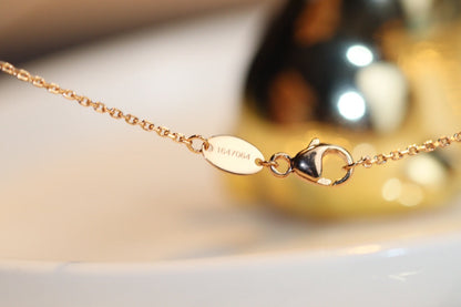 [Luna Brilliance]JEUX MALACHITE 1 DIAMOND PINK GOLD NECKLACE