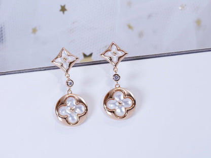 [Luna Brilliance]STAR AND SUN PINK GOLD MOP DROP EARRINGS