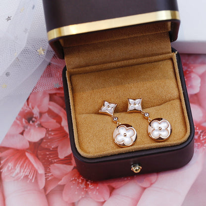 [Luna Brilliance]STAR AND SUN PINK GOLD MOP DROP EARRINGS