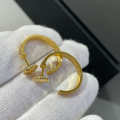 [Luna Brilliance]LOVE DIAMOND GOLD HOOP EARRINGS