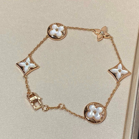 [Luna Brilliance]STAR AND SUN 5 MOTIF MOP PINK GOLD BRACELET
