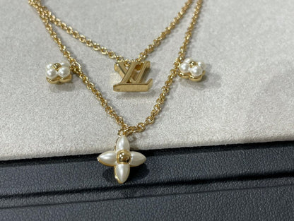[Luna Brilliance]FLOWERGRAM GOLD MOP DOUBLE ROW NECKLACE