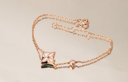 [Luna Brilliance]STAR PINK MOP 1 DIAMOND PINK GOLD NECKLACE