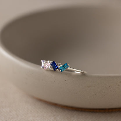 Cluster Baguette Birthstone Ring