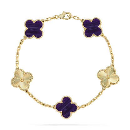 [Luna Brilliance]THICK GOLD-PLATED CUSTOM SIZE EDITION CLOVER LASER GOLD BRACELET COLLECTION,5 MOTIFS