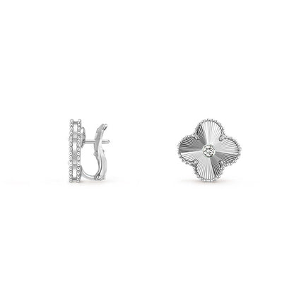 [Luna Brilliance]CLOVER SILVER 15MM MOP DIAMOND EARRINGS COLLECTION