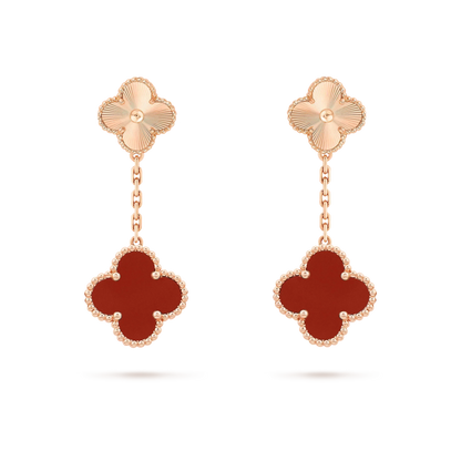 [Luna Brilliance]CLOVER 2 MOTIF  LASER CARNELIAN EARRINGS