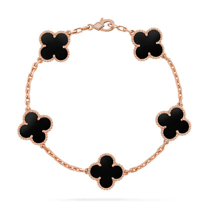[Luna Brilliance]THICK GOLD-PLATED CUSTOM SIZE EDITION CLOVER ROSE GOLD BRACELET COLLECTION,5 MOTIFS