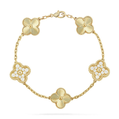 [Luna Brilliance]CLOVER DIAMOND GOLD BRACELET COLLECTION,5 MOTIFS