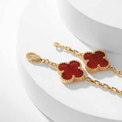[Luna Brilliance]CLOVER 10 MOTIFS CARNELIAN NECKLACE