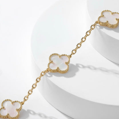 [Luna Brilliance]CLOVER 10 MOTIFS WHITE MOTHER OF PEARL NECKLACE