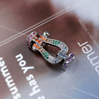 [Luna Brilliance]FORC LARGE HORSESHOE  COLORED DIAMOND BRACELET SILVER