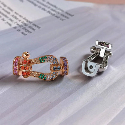 [Luna Brilliance]FORC LARGE HORSESHOE  COLORED DIAMOND BRACELET SILVER