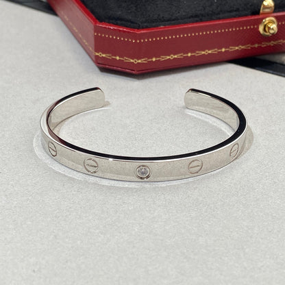 [Luna Brilliance]LOVE BRACELET 6.1MM 1 DIAMOND OPEN CUFF