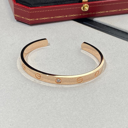 [Luna Brilliance]LOVE BRACELET 6.1MM 1 DIAMOND OPEN CUFF