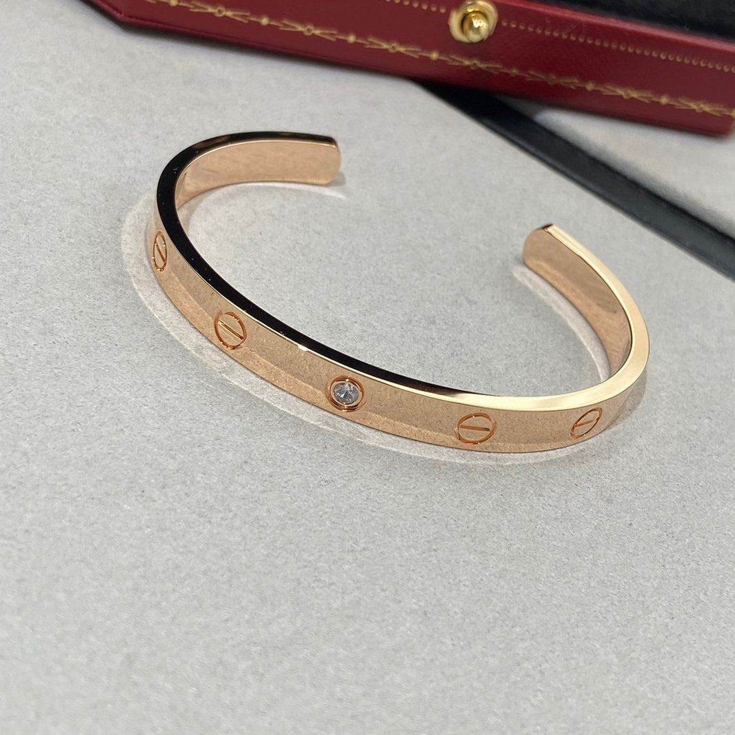 [Luna Brilliance]LOVE BRACELET 6.1MM 1 DIAMOND OPEN CUFF