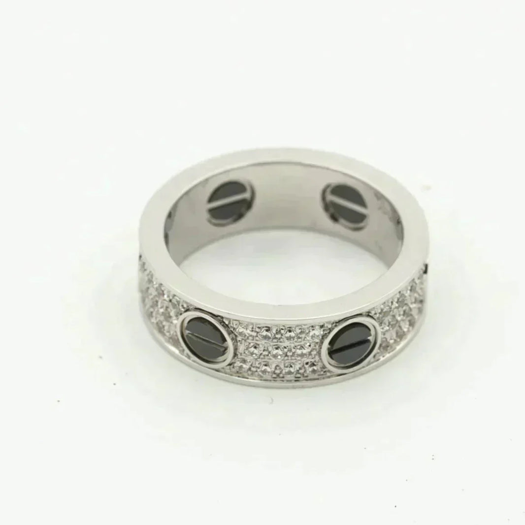 [Luna Brilliance]LOVE RING 5.5MM DIAMONDS PAVED CERAMIC