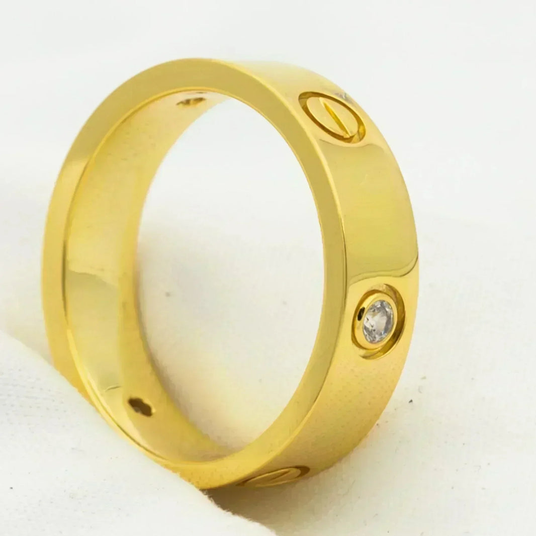 [Luna Brilliance]LOVE RING 5.5MM 3 DIAMONDS GOLD