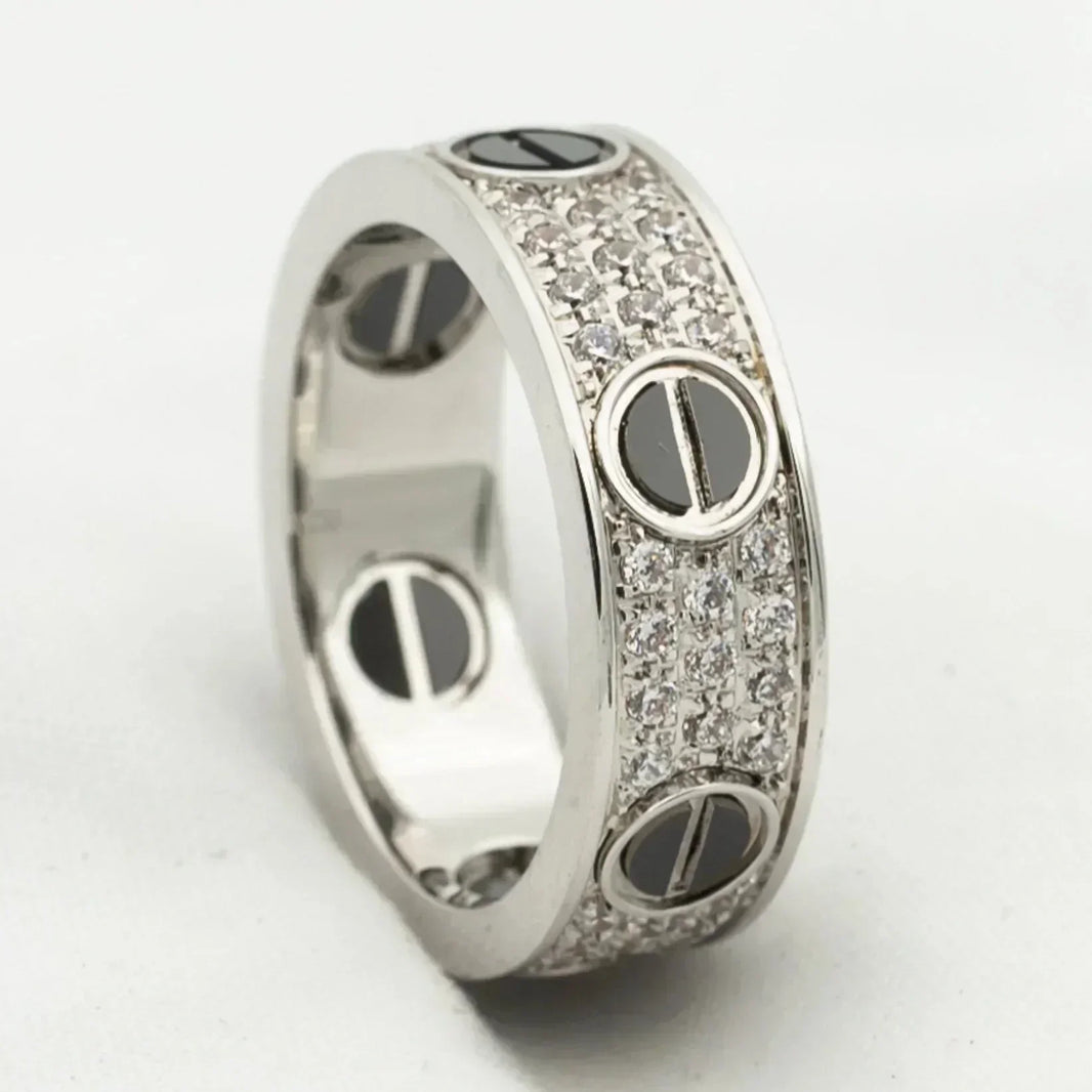 [Luna Brilliance]LOVE RING 5.5MM DIAMONDS PAVED CERAMIC