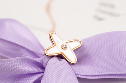 [Luna Brilliance]JEUX DE WHITE MOP ROSE GOLD DIAMOND EARRINGS