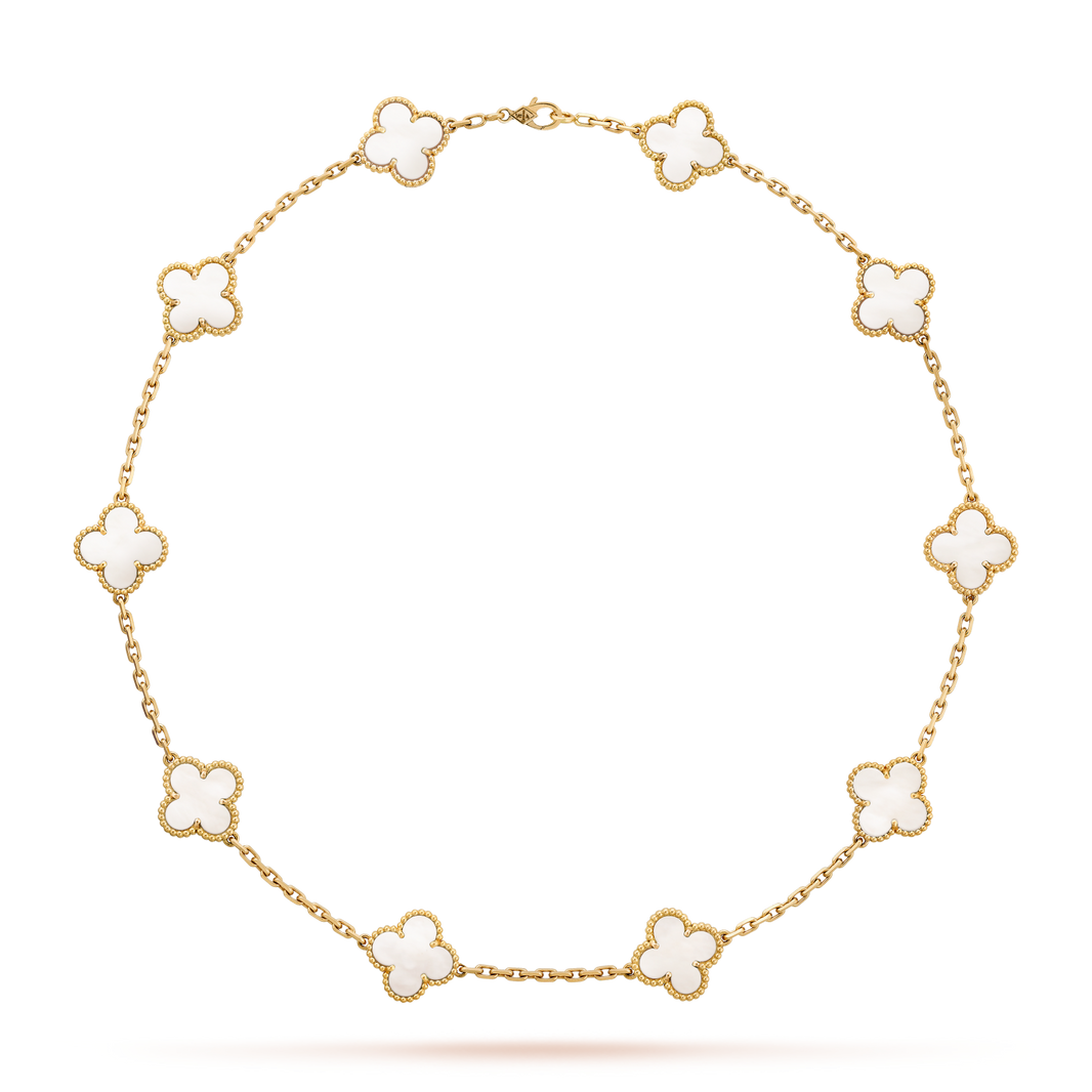 [Luna Brilliance]CLOVER 10 MOTIFS WHITE MOTHER OF PEARL NECKLACE