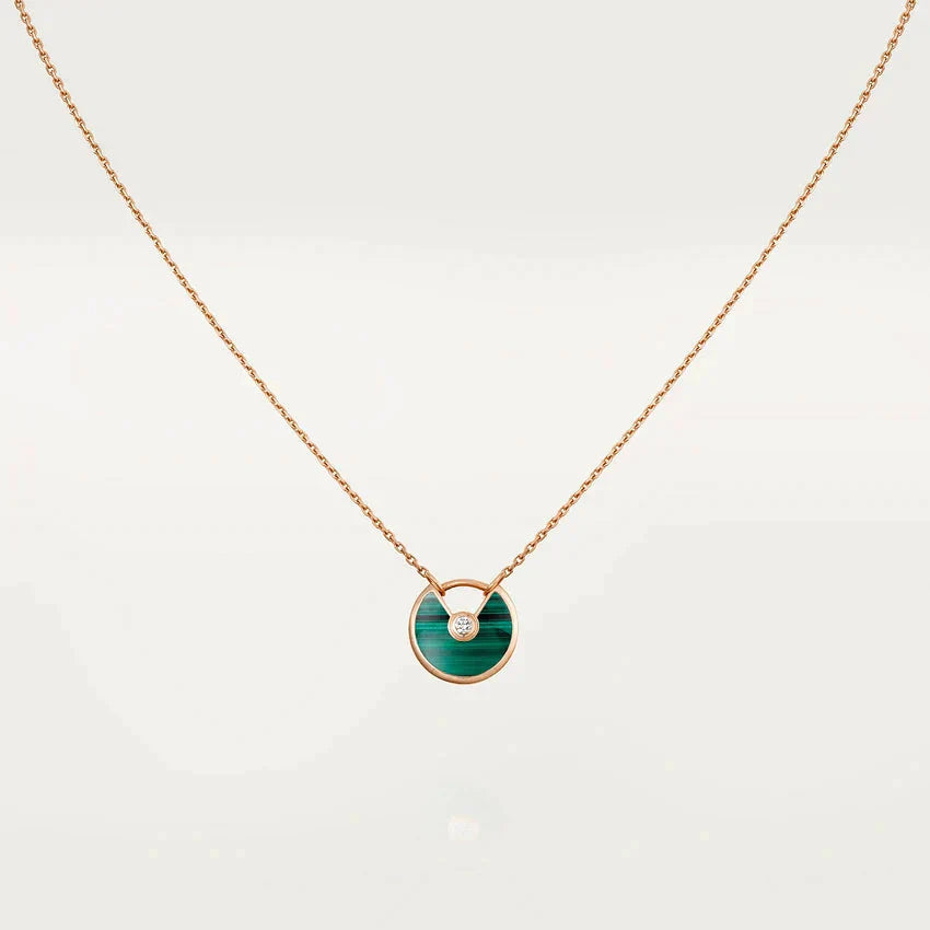 [Luna Brilliance]AMULETTE ROSE GOLD MALACHITE NECKLACE