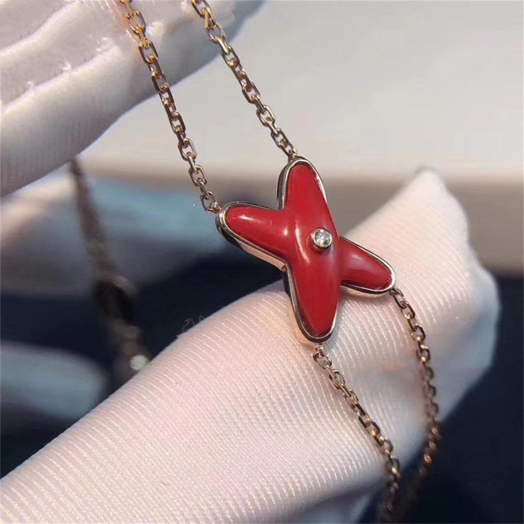 [Luna Brilliance]JEUX BRACELET CARNELIAN PINK GOLD 1 DIAMOND