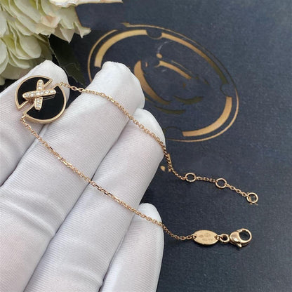 [Luna Brilliance]JEUX DE BRACELET ONYX PINK GOLD DIAMOND