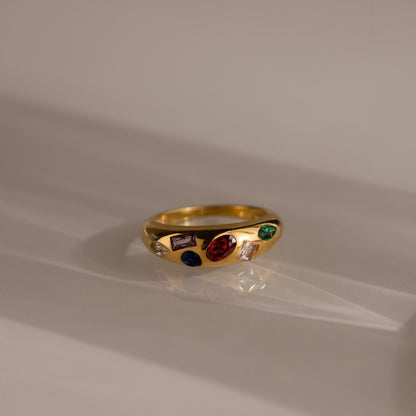 Mixed Birthstone Dome Ring