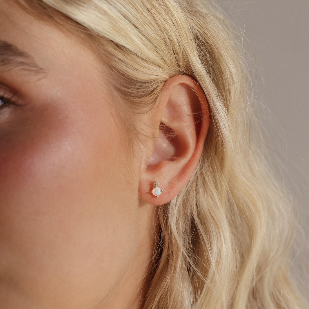 Opal & Diamond Flatback Studs