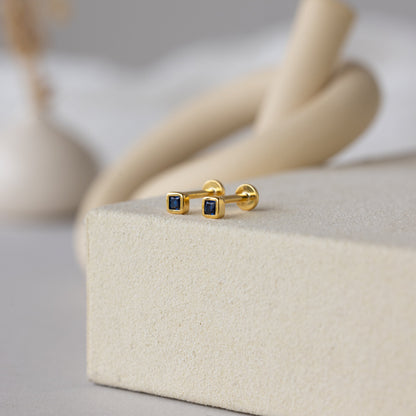 Square Bezel Birthstone Flatback Studs