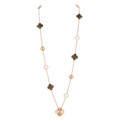 [Luna Brilliance]DETACHABLE CLOVER 15(11+4) FLOWER ROSE GOLD NECKLACE SET